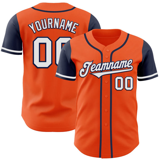 Custom Orange White-Navy Authentic Two Tone Baseball Jersey - Sky-Custom