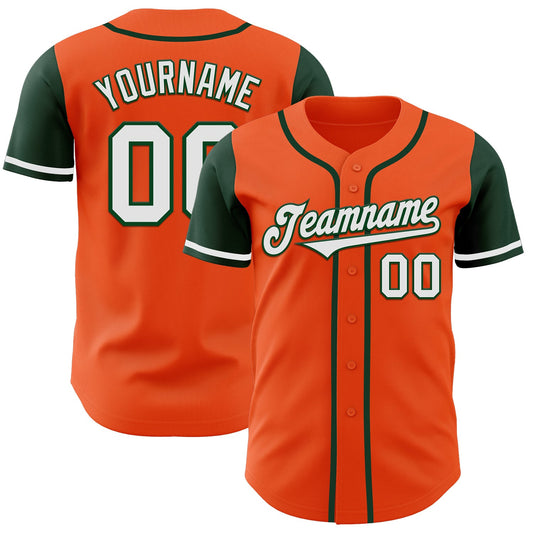 Custom Orange White-Green Authentic Two Tone Baseball Jersey - Sky-Custom