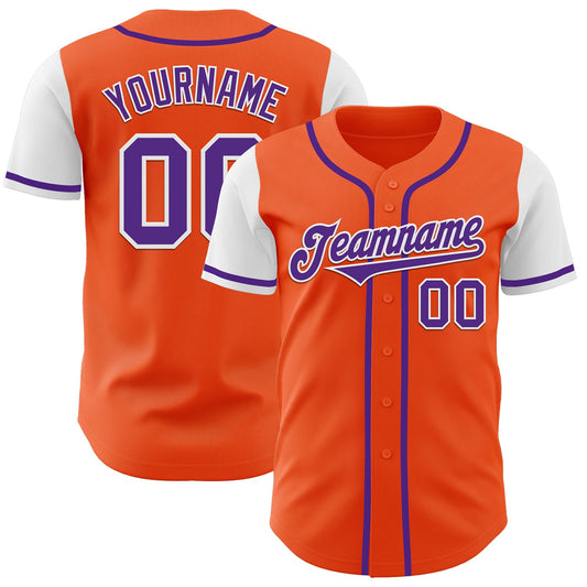 Custom Orange Purple-White Authentic Two Tone Baseball Jersey - Sky-Custom