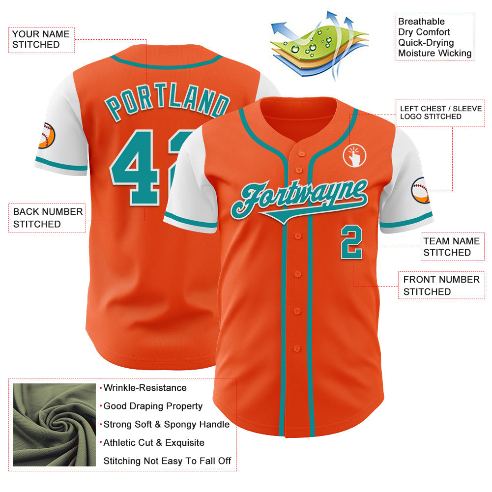 Custom Orange Teal-White Authentic Two Tone Baseball Jersey - Sky-Custom