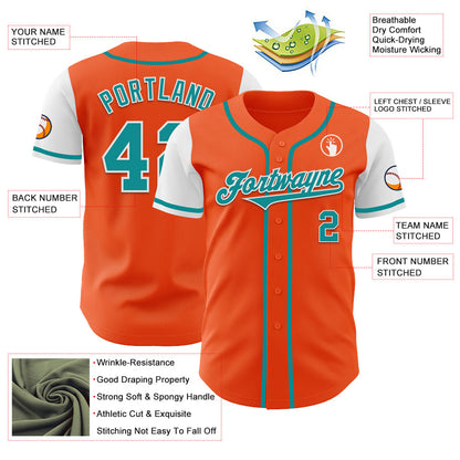 Custom Orange Teal-White Authentic Two Tone Baseball Jersey - Sky-Custom