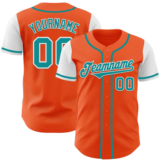 Custom Orange Teal-White Authentic Two Tone Baseball Jersey - Sky-Custom
