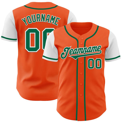 Custom Orange Kelly Green-White Authentic Two Tone Baseball Jersey - Sky-Custom