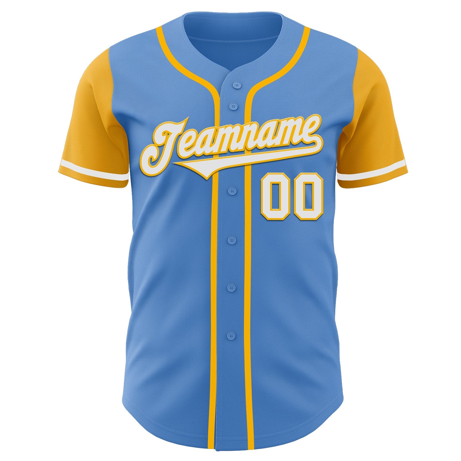 Custom Powder Blue White-Gold Authentic Two Tone Baseball Jersey - Sky-Custom