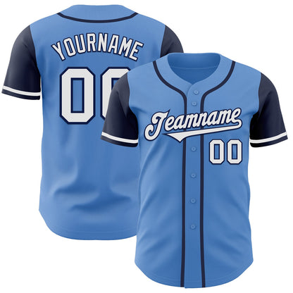 Custom Powder Blue White-Navy Authentic Two Tone Baseball Jersey - Sky-Custom