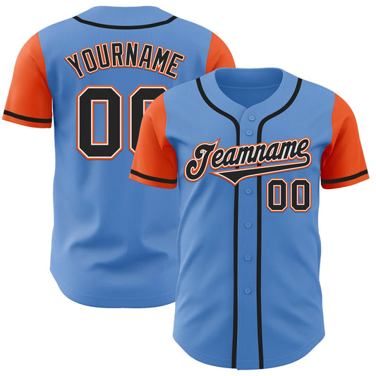 Custom Powder Blue Black-Orange Authentic Two Tone Baseball Jersey - Sky-Custom
