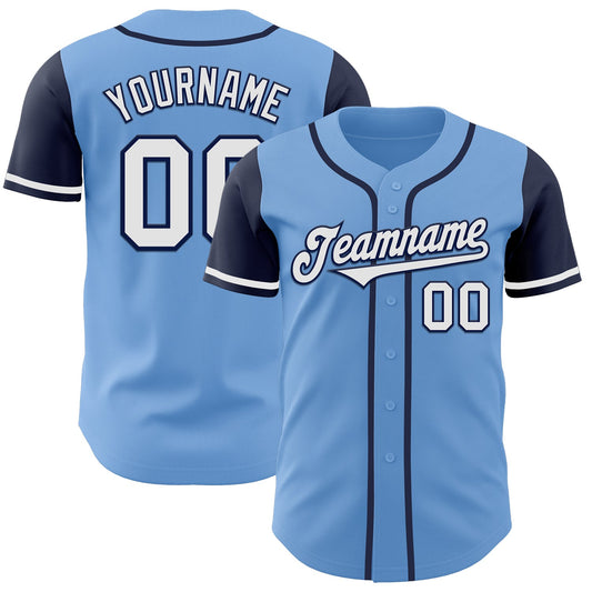 Custom Light Blue White-Navy Authentic Two Tone Baseball Jersey - Sky-Custom