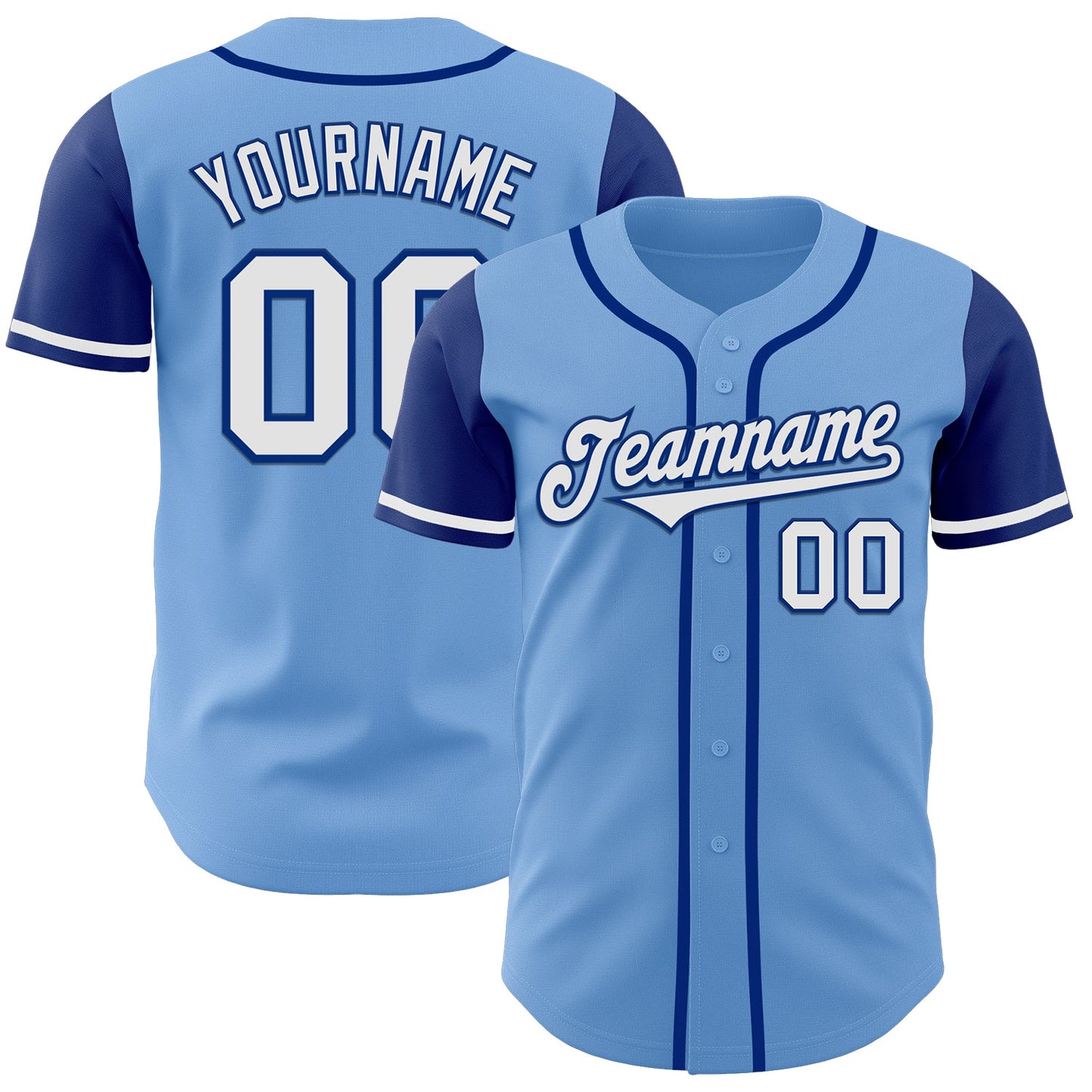 Custom Light Blue White-Royal Authentic Two Tone Baseball Jersey - Sky-Custom