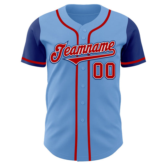 Custom Light Blue Red-Royal Authentic Two Tone Baseball Jersey - Sky-Custom