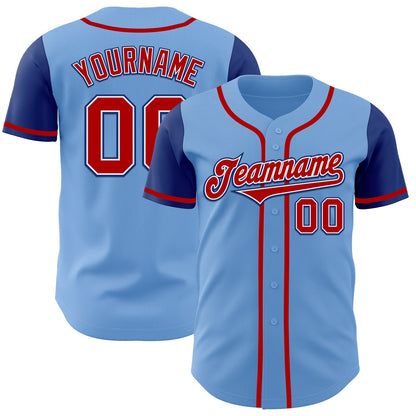 Custom Light Blue Red-Royal Authentic Two Tone Baseball Jersey - Sky-Custom