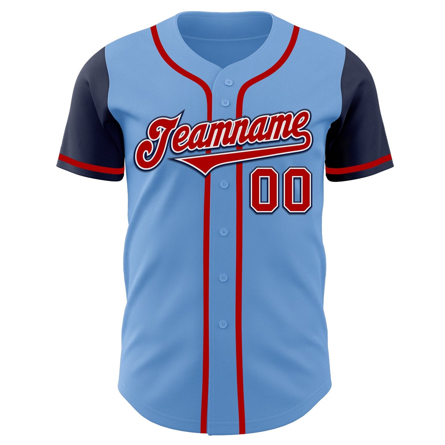 Custom Light Blue Red-Navy Authentic Two Tone Baseball Jersey - Sky-Custom