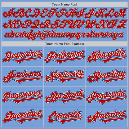 Custom Light Blue Red-Navy Authentic Two Tone Baseball Jersey - Sky-Custom