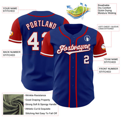 Custom Royal White-Red Authentic Two Tone Baseball Jersey - Sky-Custom