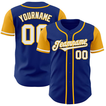 Custom Royal White-Gold Authentic Two Tone Baseball Jersey - Sky-Custom