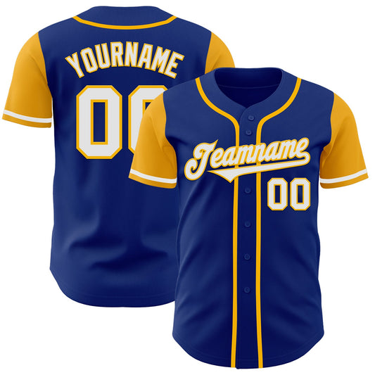 Custom Royal White-Gold Authentic Two Tone Baseball Jersey - Sky-Custom