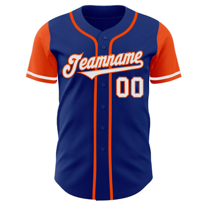 Custom Royal White-Orange Authentic Two Tone Baseball Jersey - Sky-Custom