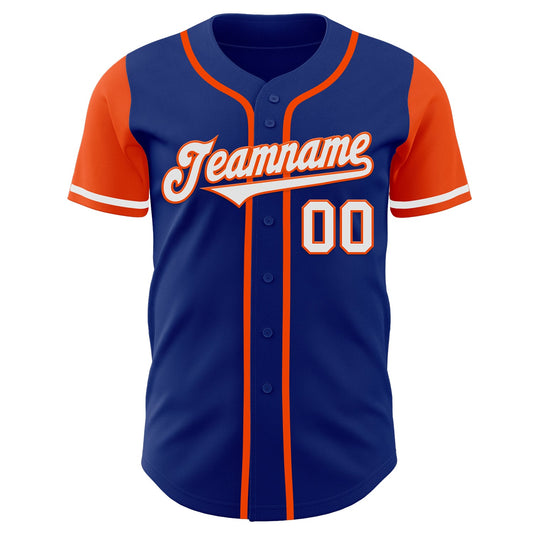 Custom Royal White-Orange Authentic Two Tone Baseball Jersey - Sky-Custom