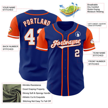 Custom Royal White-Orange Authentic Two Tone Baseball Jersey - Sky-Custom