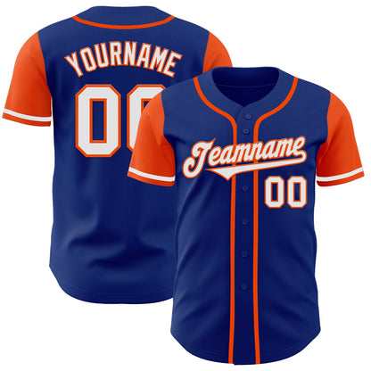 Custom Royal White-Orange Authentic Two Tone Baseball Jersey - Sky-Custom