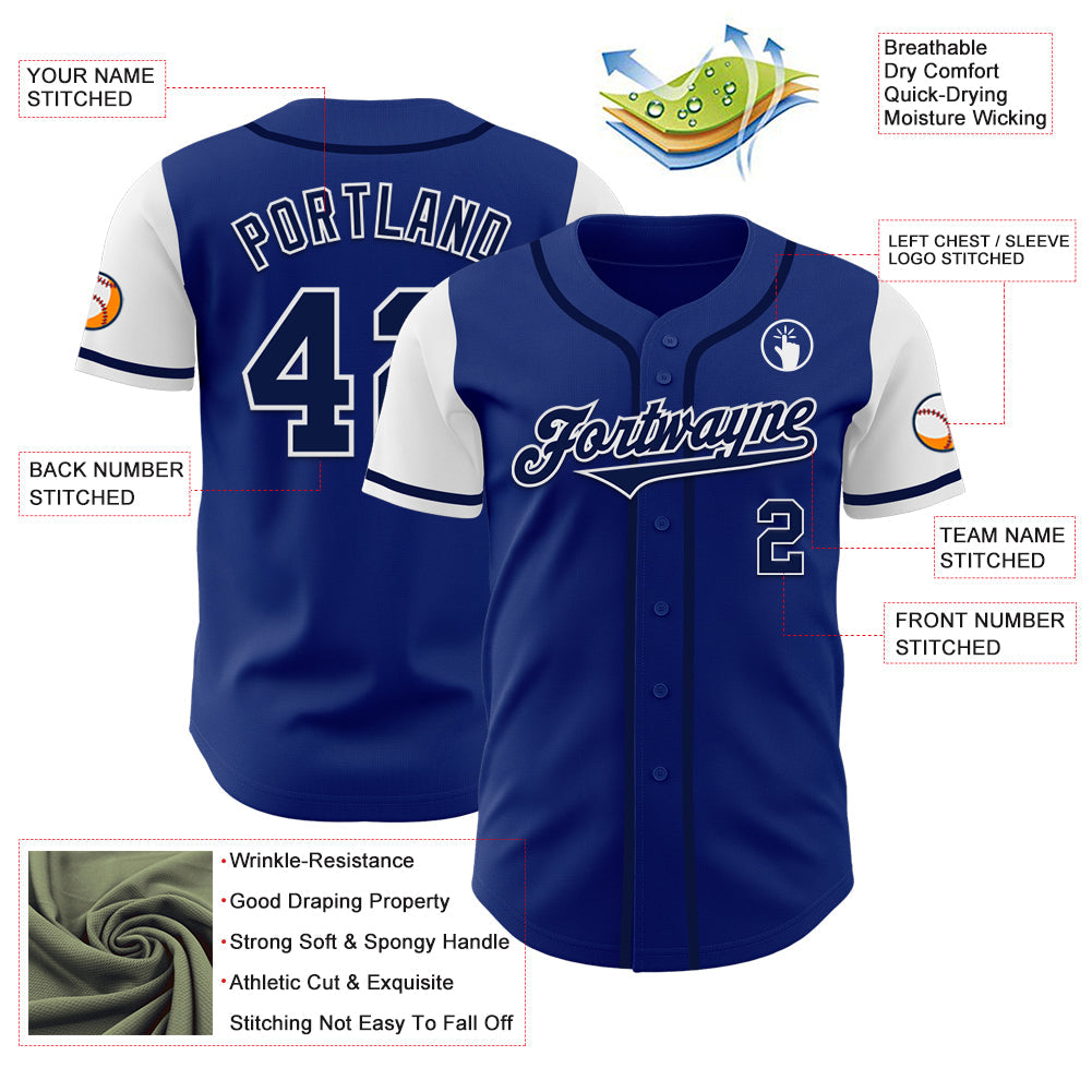 Custom Royal Navy-White Authentic Two Tone Baseball Jersey - Sky-Custom