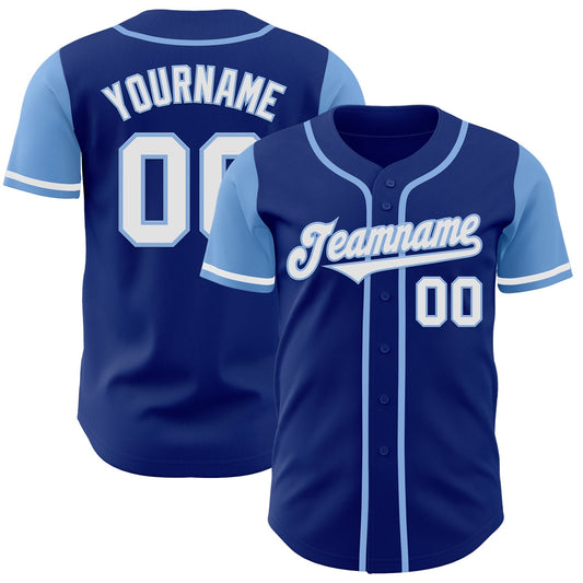 Custom Royal White-Light Blue Authentic Two Tone Baseball Jersey - Sky-Custom
