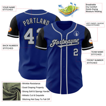 Custom Royal Gray-Black Authentic Two Tone Baseball Jersey - Sky-Custom