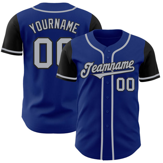 Custom Royal Gray-Black Authentic Two Tone Baseball Jersey - Sky-Custom