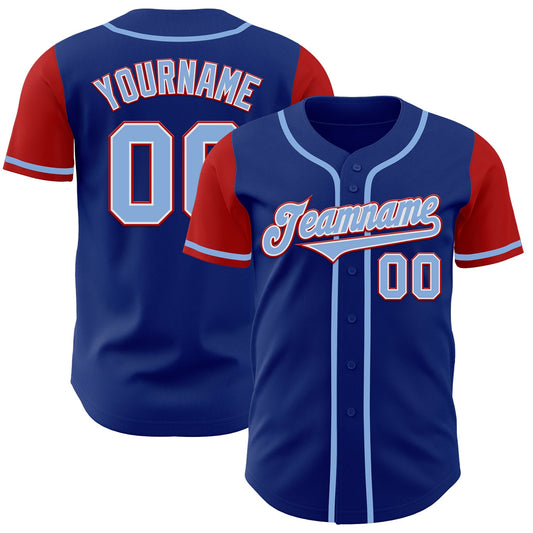 Custom Royal Light Blue-Red Authentic Two Tone Baseball Jersey - Sky-Custom