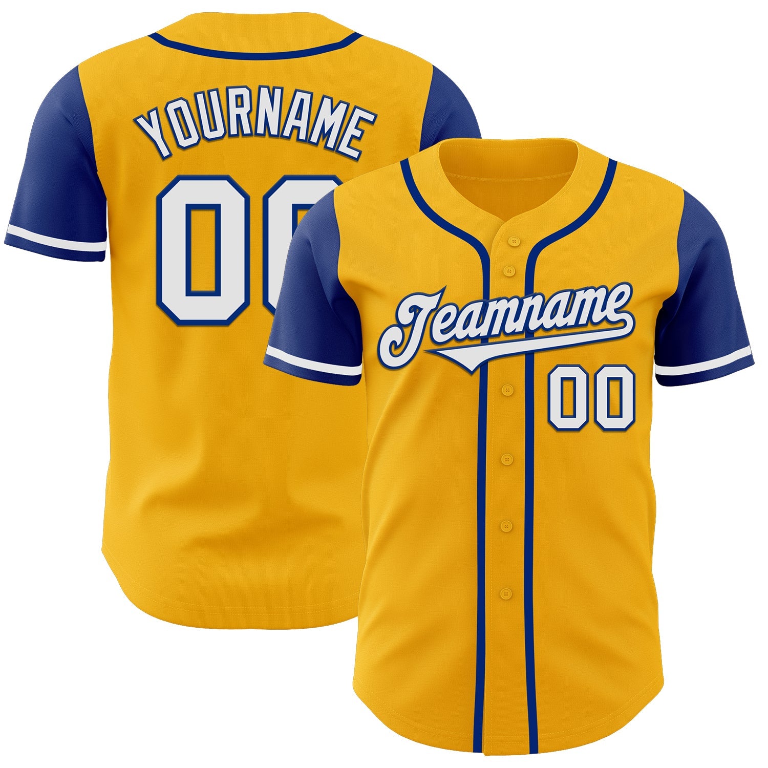 Custom Gold White-Royal Authentic Two Tone Baseball Jersey - Sky-Custom