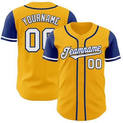 Custom Gold White-Royal Authentic Two Tone Baseball Jersey - Sky-Custom