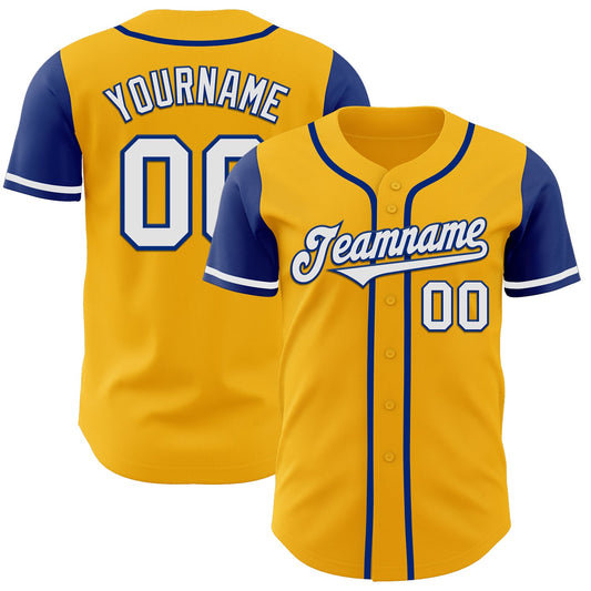 Custom Gold White-Royal Authentic Two Tone Baseball Jersey - Sky-Custom
