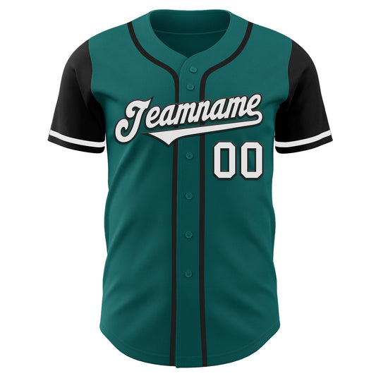 Custom Teal White-Black Authentic Two Tone Baseball Jersey - Sky-Custom