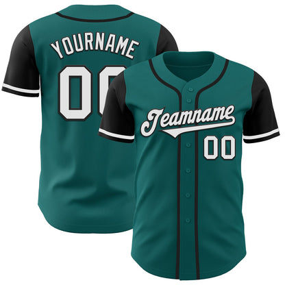 Custom Teal White-Black Authentic Two Tone Baseball Jersey - Sky-Custom