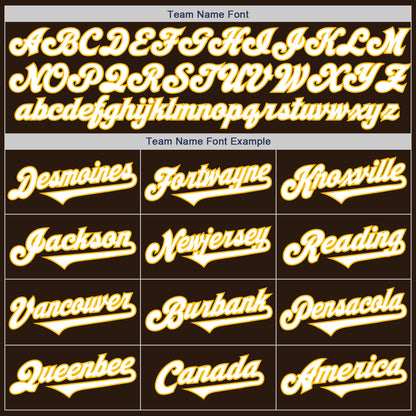 Custom Brown White-Gold Authentic Two Tone Baseball Jersey - Sky-Custom