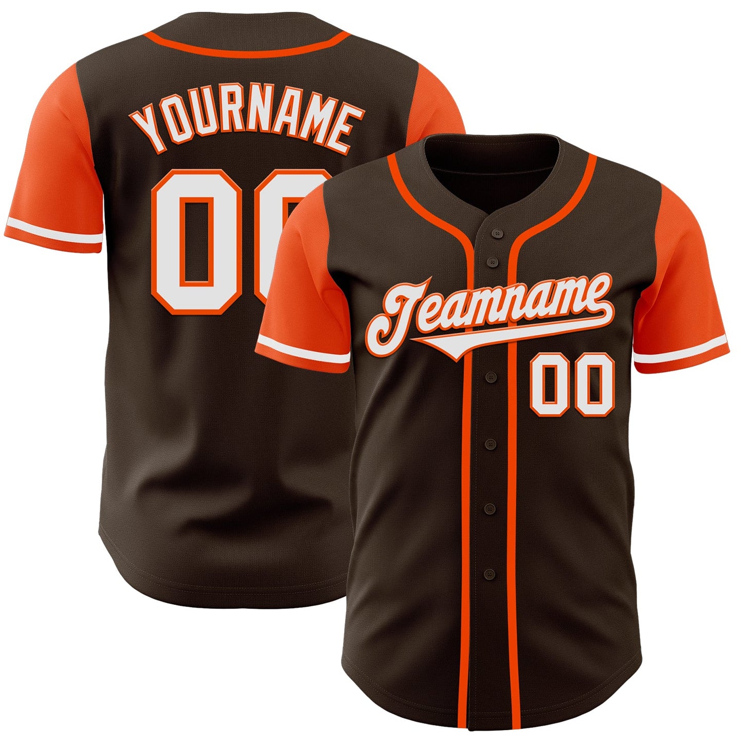 Custom Brown White-Orange Authentic Two Tone Baseball Jersey - Sky-Custom