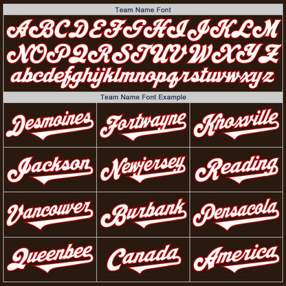 Custom Brown White-Red Authentic Two Tone Baseball Jersey - Sky-Custom