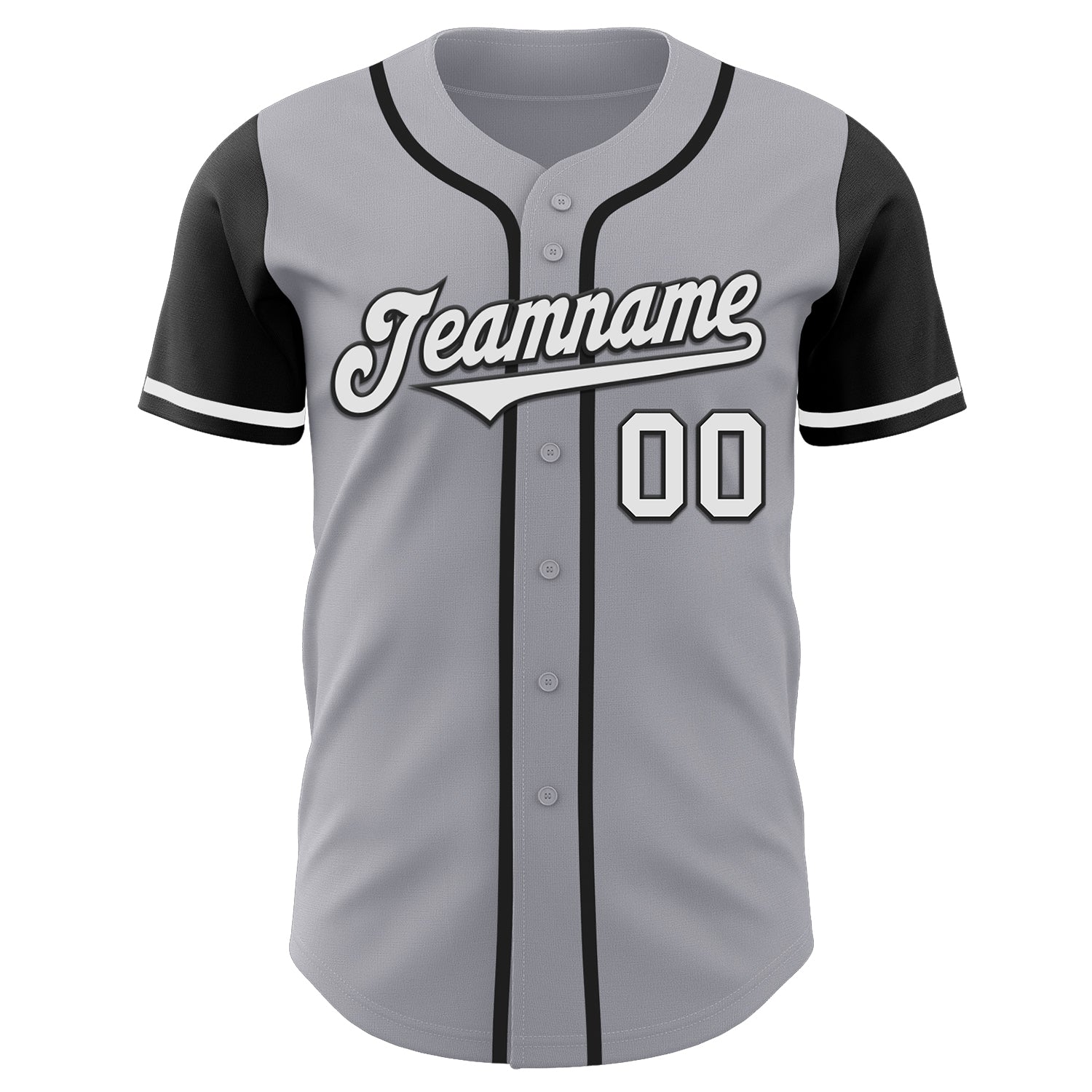 Custom Gray White-Black Authentic Two Tone Baseball Jersey - Sky-Custom