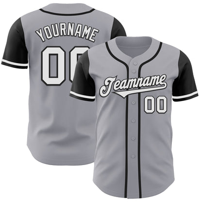 Custom Gray White-Black Authentic Two Tone Baseball Jersey - Sky-Custom