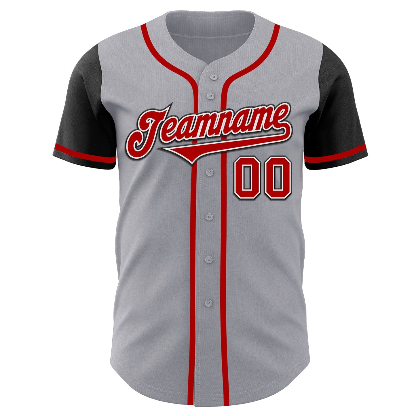 Custom Gray Red-Black Authentic Two Tone Baseball Jersey - Sky-Custom