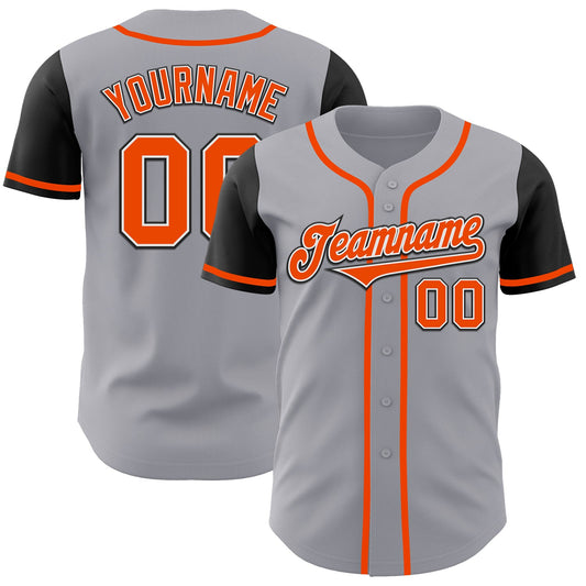 Custom Gray Orange-Black Authentic Two Tone Baseball Jersey - Sky-Custom