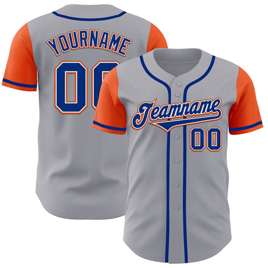 Custom Gray Royal-Orange Authentic Two Tone Baseball Jersey - Sky-Custom