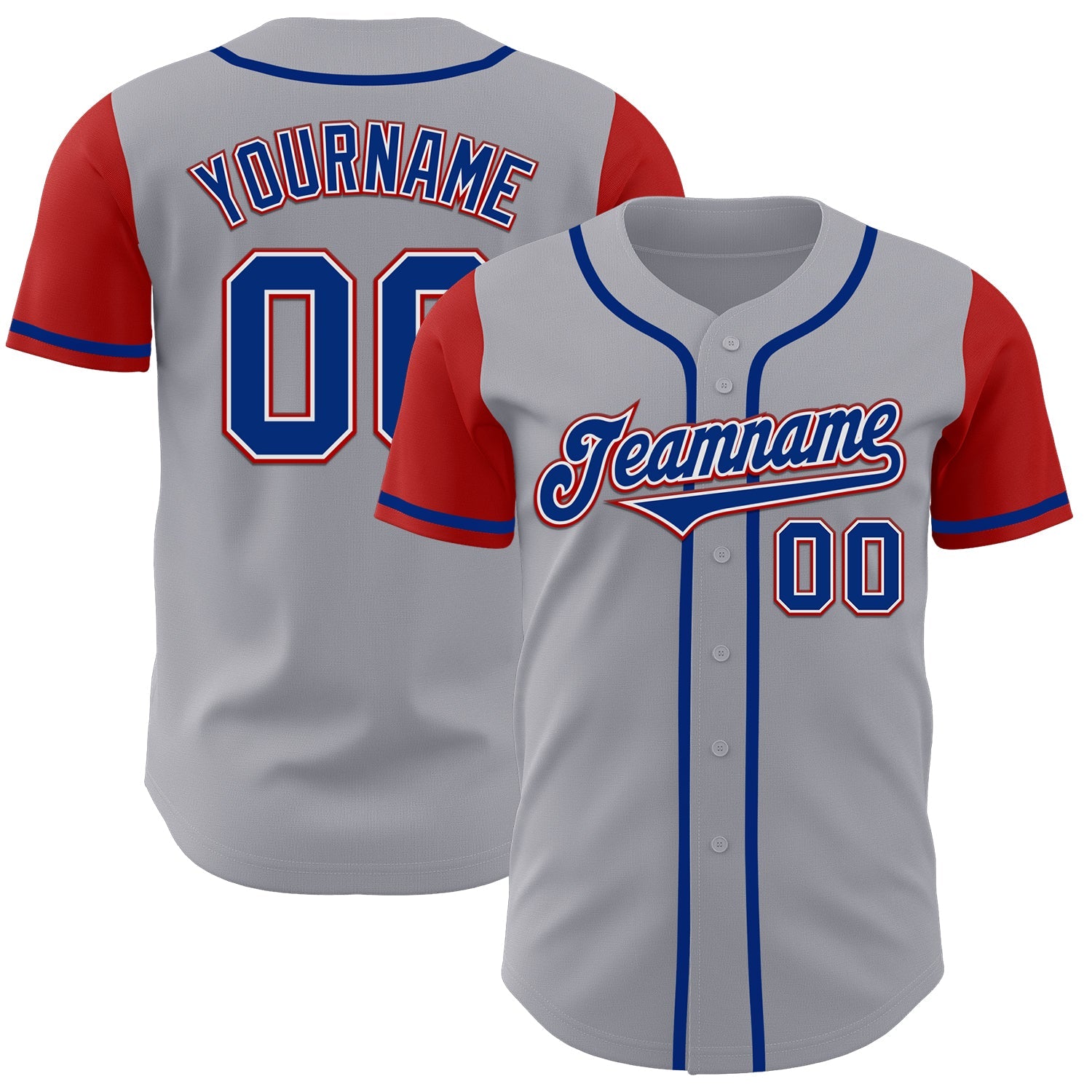 Custom Gray Royal-Red Authentic Two Tone Baseball Jersey - Sky-Custom
