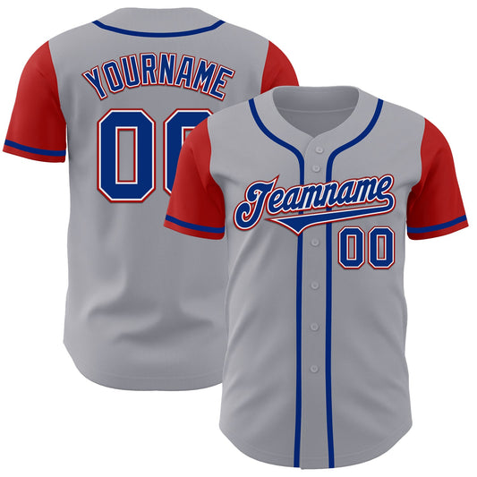 Custom Gray Royal-Red Authentic Two Tone Baseball Jersey - Sky-Custom