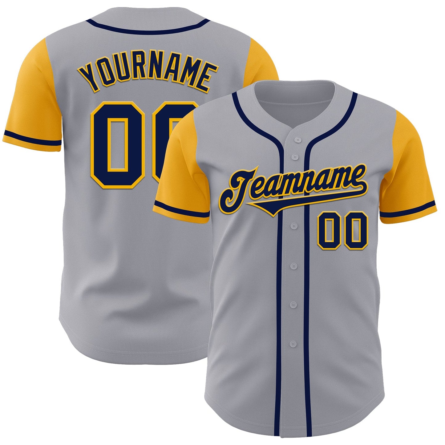 Custom Gray Navy-Gold Authentic Two Tone Baseball Jersey - Sky-Custom