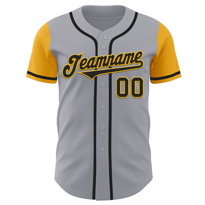 Custom Gray Black-Gold Authentic Two Tone Baseball Jersey - Sky-Custom