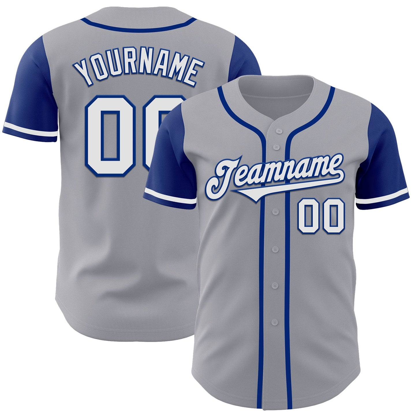 Custom Gray White-Royal Authentic Two Tone Baseball Jersey - Sky-Custom