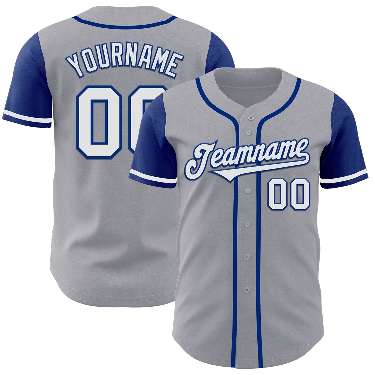 Custom Gray White-Royal Authentic Two Tone Baseball Jersey - Sky-Custom