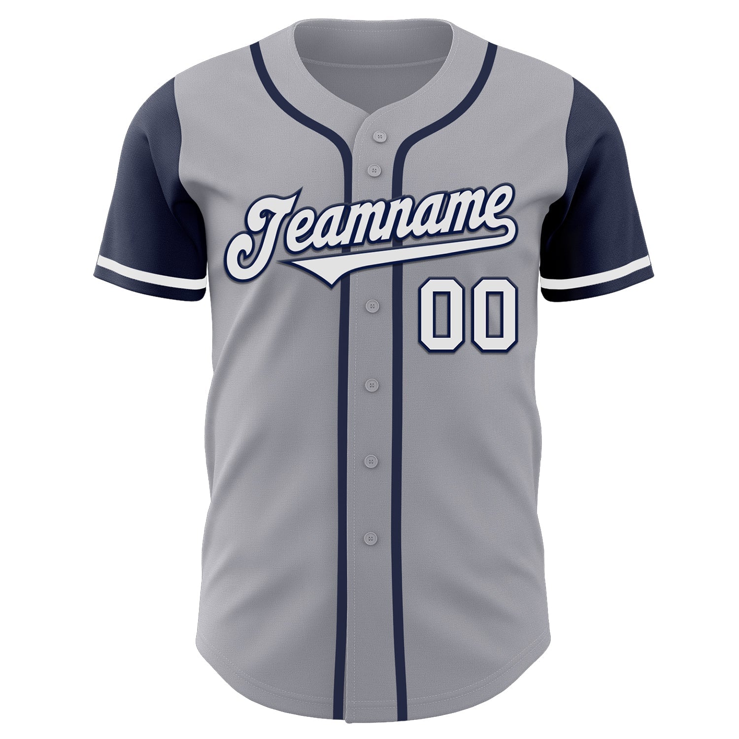 Custom Gray White-Navy Authentic Two Tone Baseball Jersey - Sky-Custom
