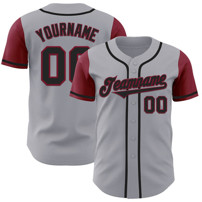 Custom Gray Black-Crimson Authentic Two Tone Baseball Jersey - Sky-Custom