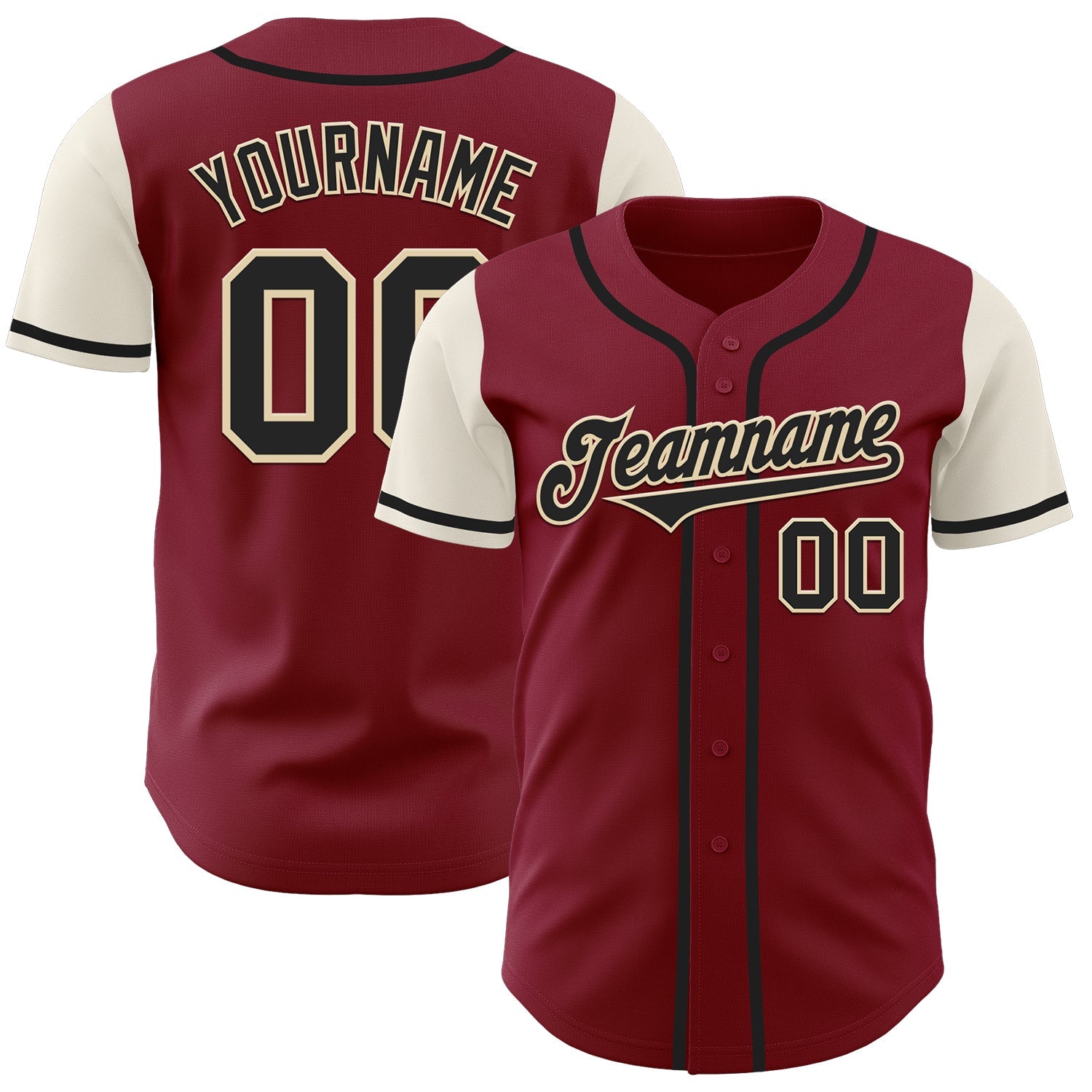Custom Crimson Black-Cream Authentic Two Tone Baseball Jersey - Sky-Custom